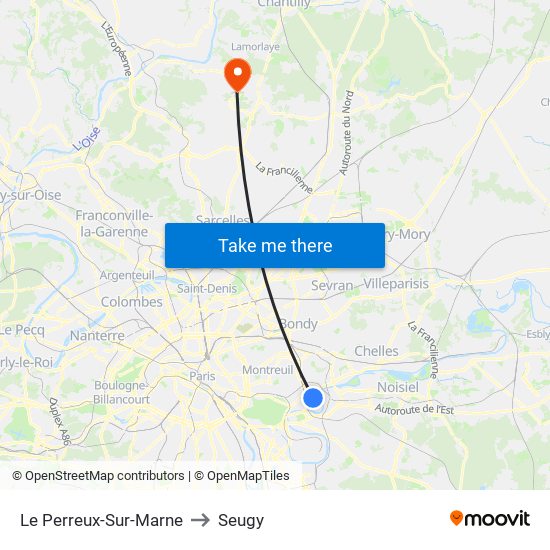 Le Perreux-Sur-Marne to Seugy map