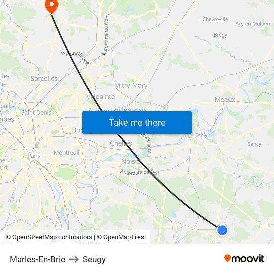 Marles-En-Brie to Seugy map