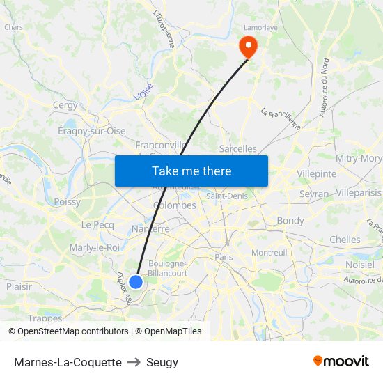 Marnes-La-Coquette to Seugy map