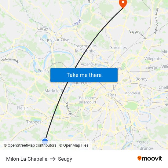 Milon-La-Chapelle to Seugy map