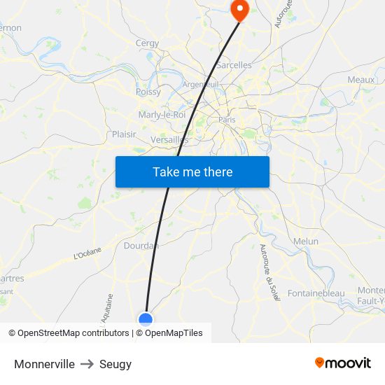 Monnerville to Seugy map