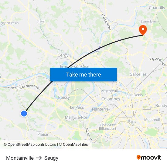 Montainville to Seugy map