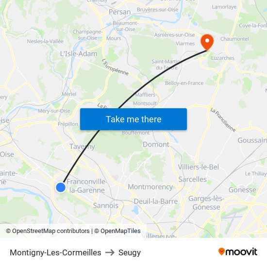 Montigny-Les-Cormeilles to Seugy map