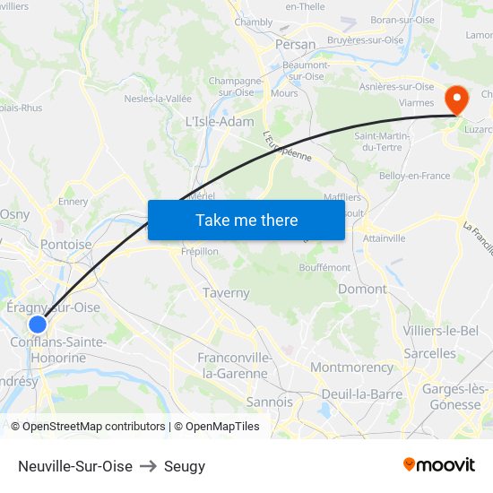 Neuville-Sur-Oise to Seugy map