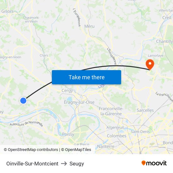 Oinville-Sur-Montcient to Seugy map