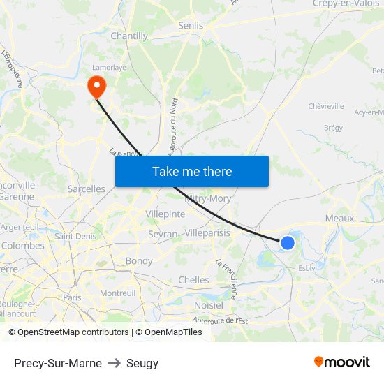 Precy-Sur-Marne to Seugy map