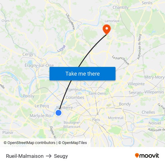 Rueil-Malmaison to Seugy map