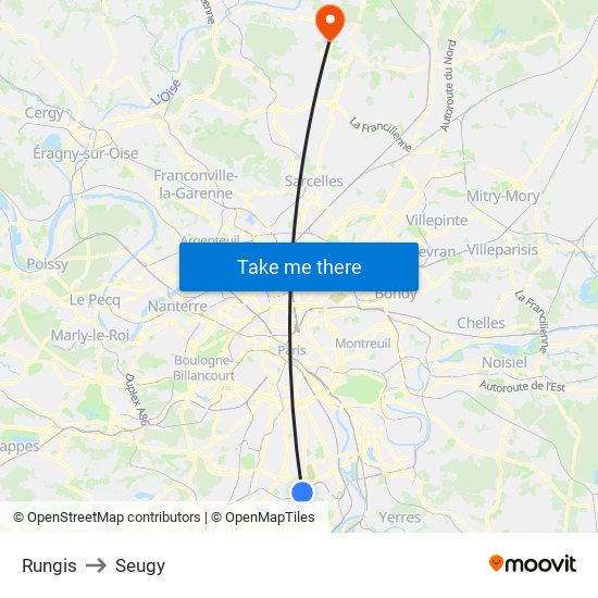 Rungis to Seugy map