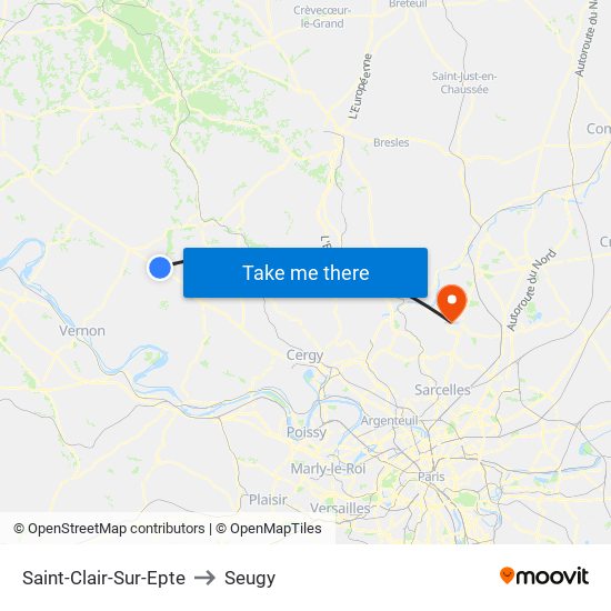 Saint-Clair-Sur-Epte to Seugy map