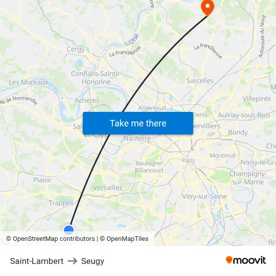 Saint-Lambert to Seugy map