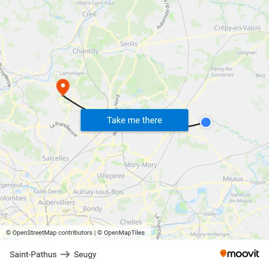 Saint-Pathus to Seugy map