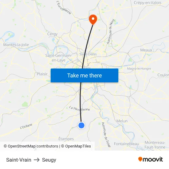 Saint-Vrain to Seugy map