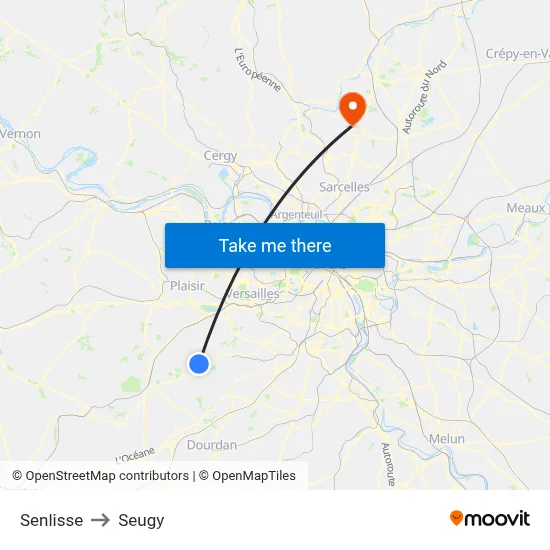 Senlisse to Seugy map