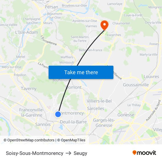 Soisy-Sous-Montmorency to Seugy map