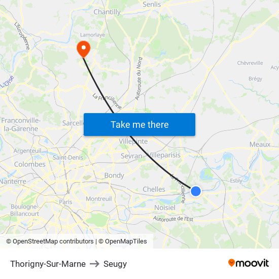 Thorigny-Sur-Marne to Seugy map