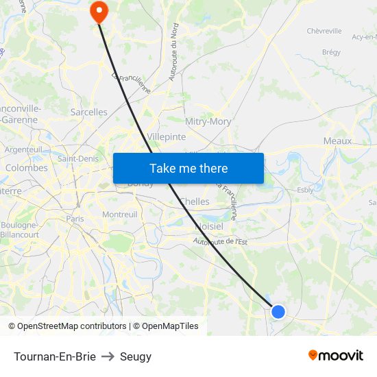 Tournan-En-Brie to Seugy map