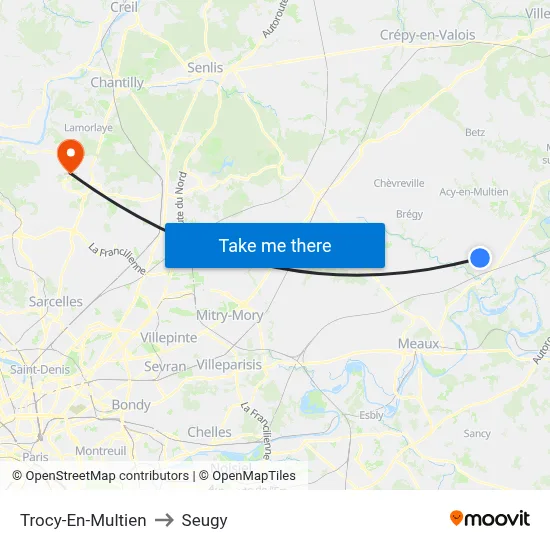 Trocy-En-Multien to Seugy map