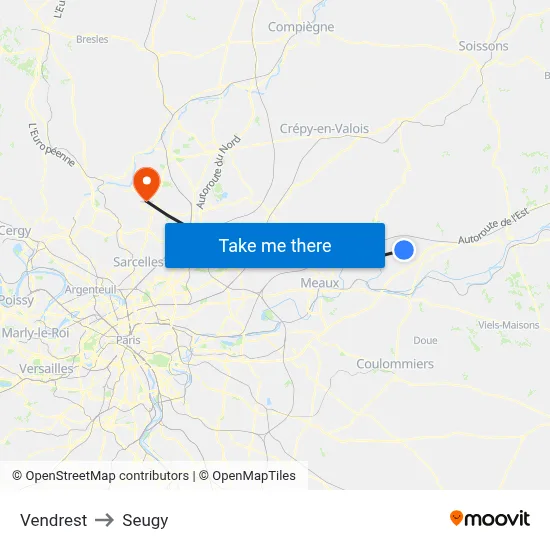 Vendrest to Seugy map