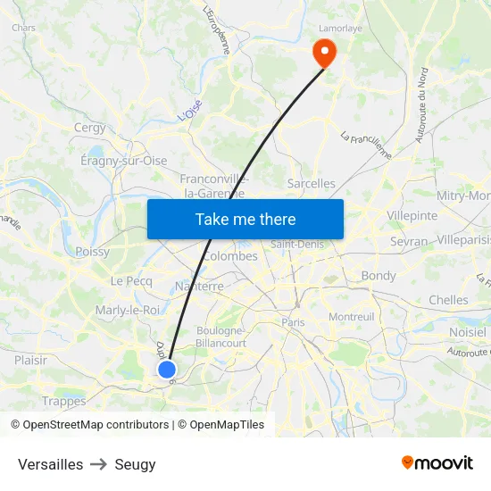 Versailles to Seugy map