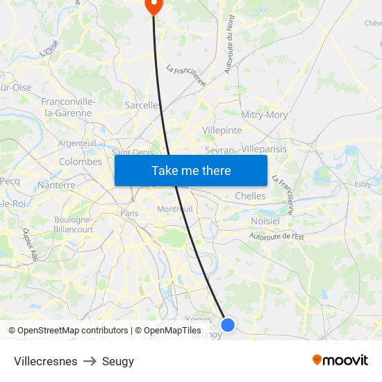 Villecresnes to Seugy map