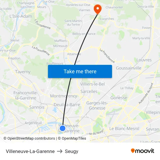 Villeneuve-La-Garenne to Seugy map