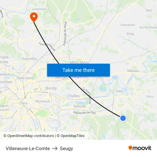 Villeneuve-Le-Comte to Seugy map