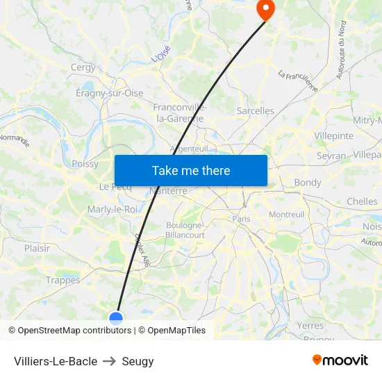 Villiers-Le-Bacle to Seugy map