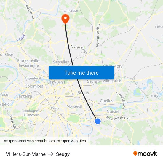 Villiers-Sur-Marne to Seugy map