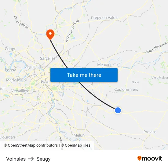 Voinsles to Seugy map