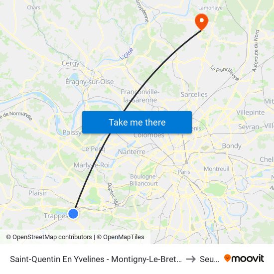 Saint-Quentin En Yvelines - Montigny-Le-Bretonneux to Seugy map