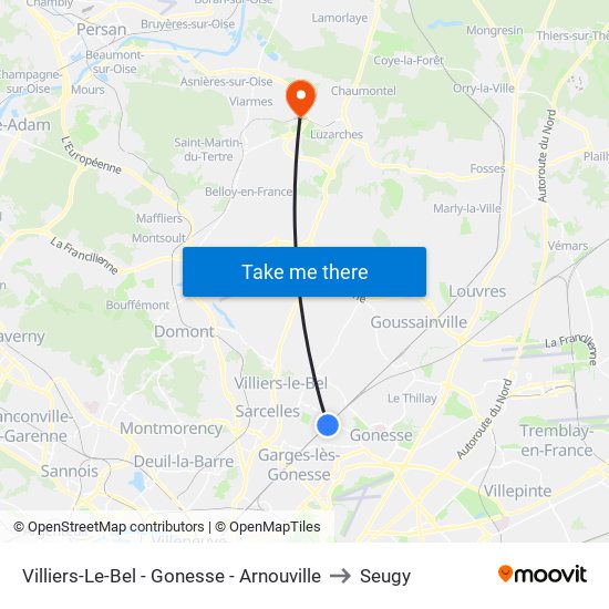 Villiers-Le-Bel - Gonesse - Arnouville to Seugy map