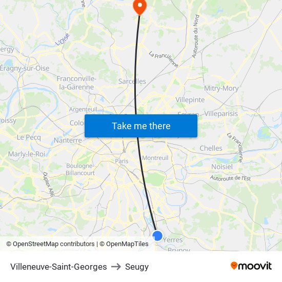 Villeneuve-Saint-Georges to Seugy map