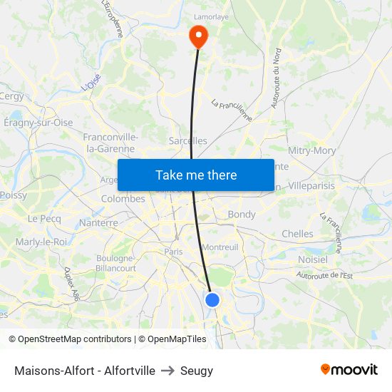 Maisons-Alfort - Alfortville to Seugy map
