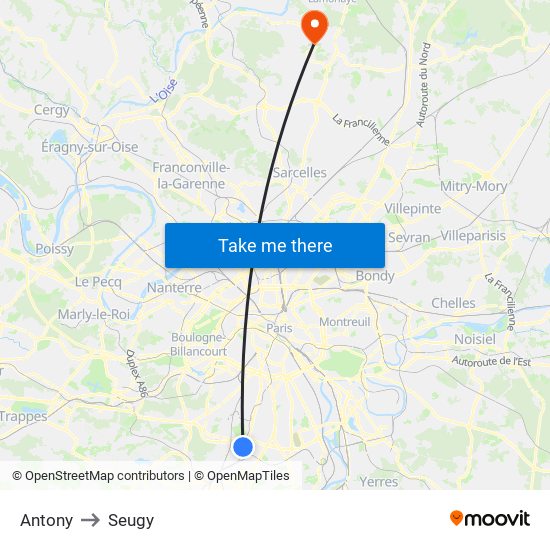 Antony to Seugy map