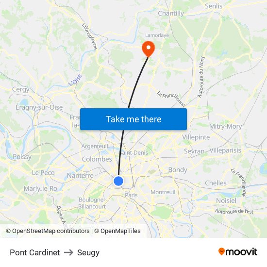 Pont Cardinet to Seugy map