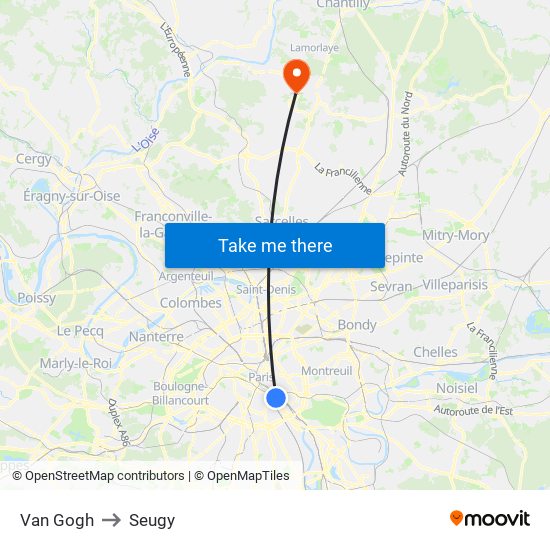 Van Gogh to Seugy map