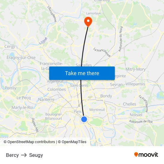 Bercy to Seugy map