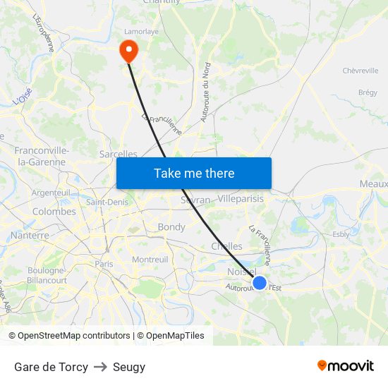 Gare de Torcy to Seugy map