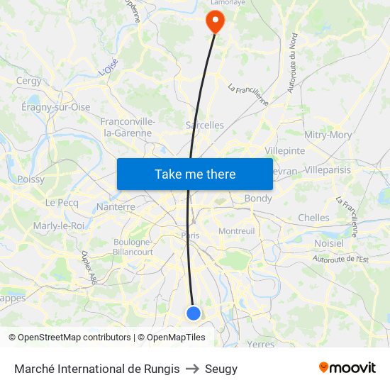 Marché International de Rungis to Seugy map