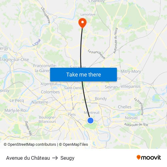 Avenue du Château to Seugy map