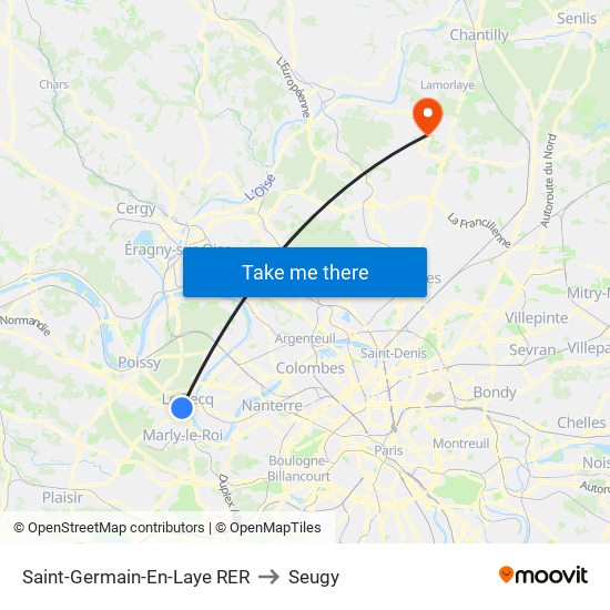 Saint-Germain-En-Laye RER to Seugy map
