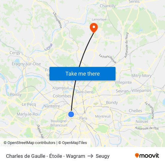 Charles de Gaulle - Étoile - Wagram to Seugy map