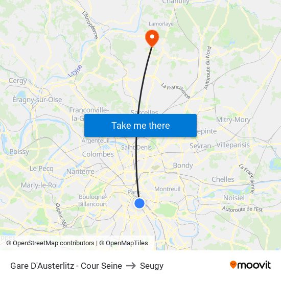 Gare D'Austerlitz - Cour Seine to Seugy map