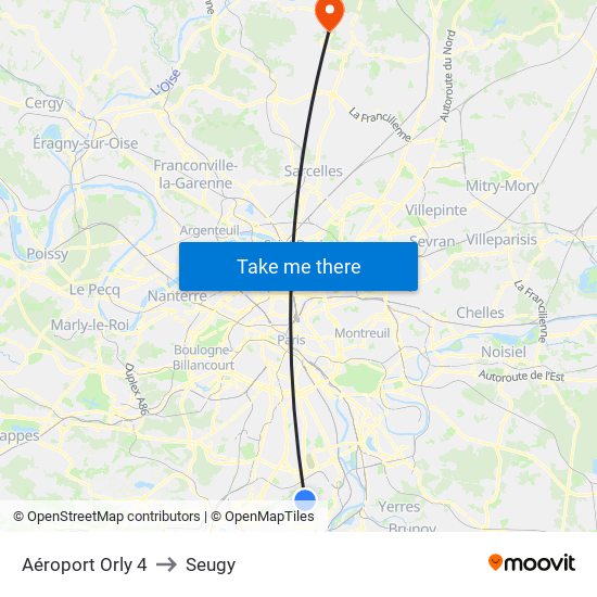 Aéroport Orly 4 to Seugy map