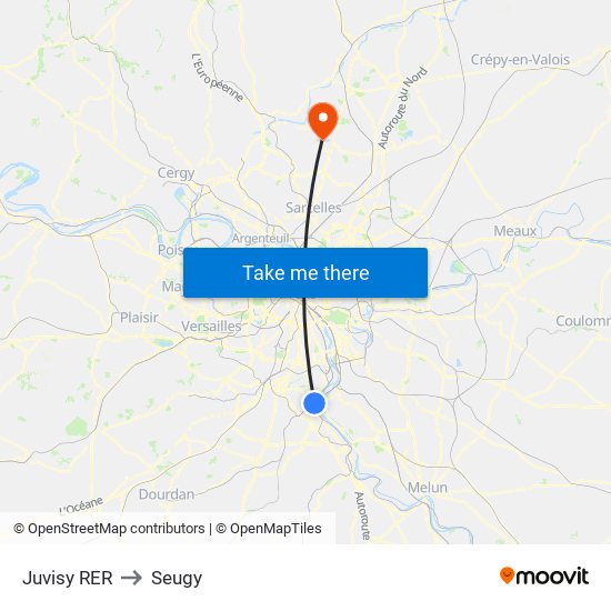 Juvisy RER to Seugy map