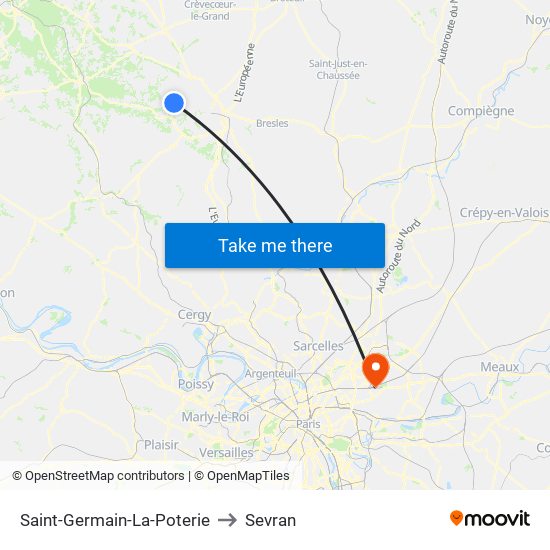 Saint-Germain-La-Poterie to Sevran map