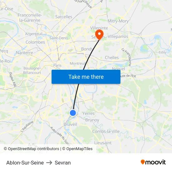 Ablon-Sur-Seine to Sevran map