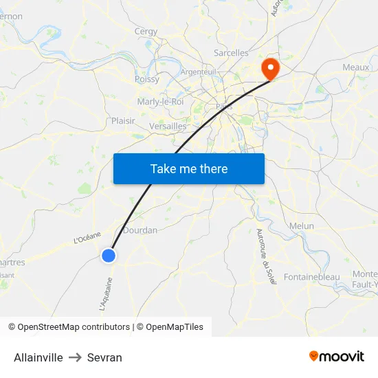 Allainville to Sevran map