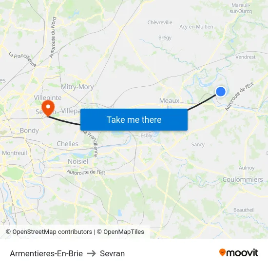 Armentieres-En-Brie to Sevran map