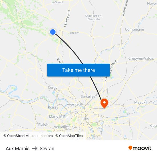 Aux Marais to Sevran map